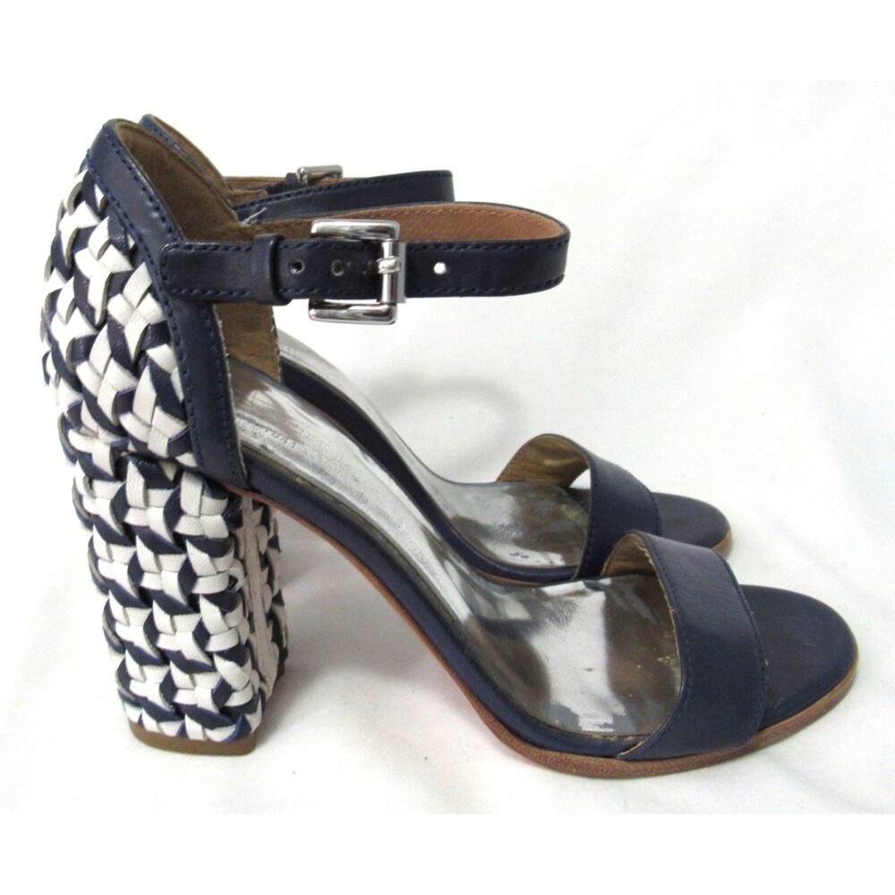 Coach Blue & White Woven Terri Heels Size 5 B EUC